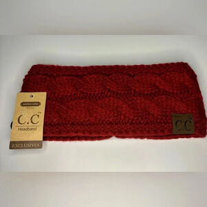 NWT C.C. Red Sherpa Knit Head Wrap Ear Muff Headband